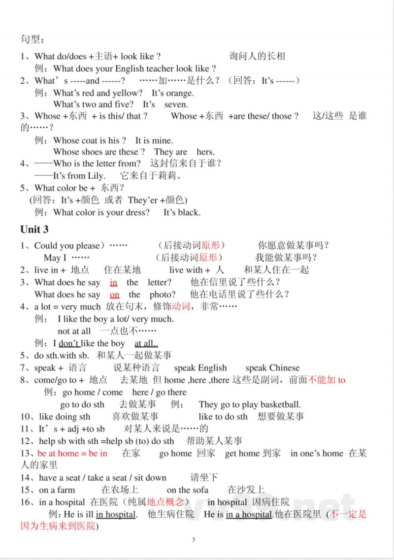 仁爱版英语七年级上册知识点归纳
