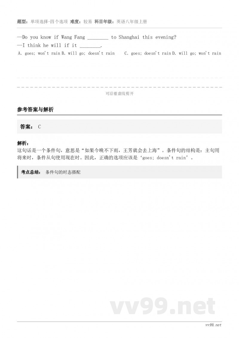 —Do you know if Wang Fang ________ to Shanghai this eve...