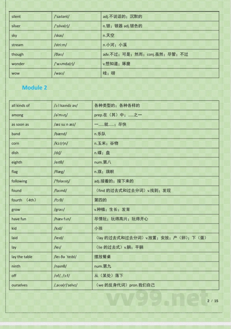 (外研版)九年级(上册)英语单词表(含音标)
