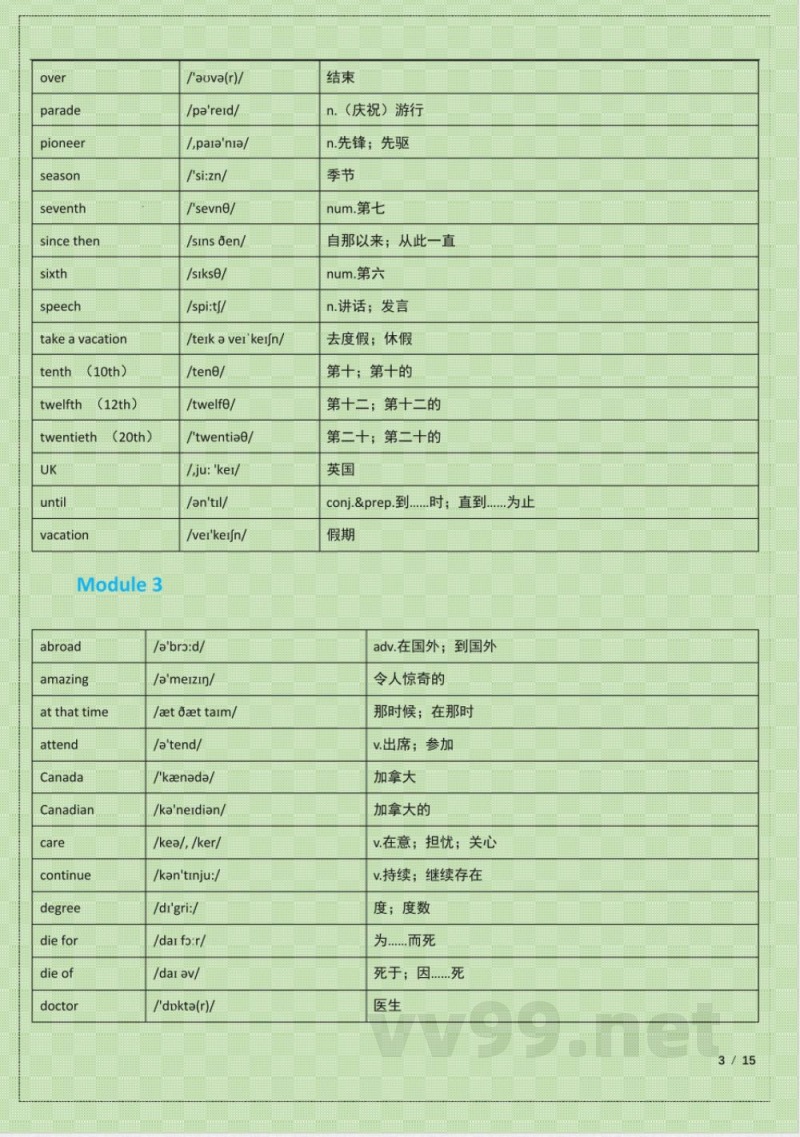 (外研版)九年级(上册)英语单词表(含音标)