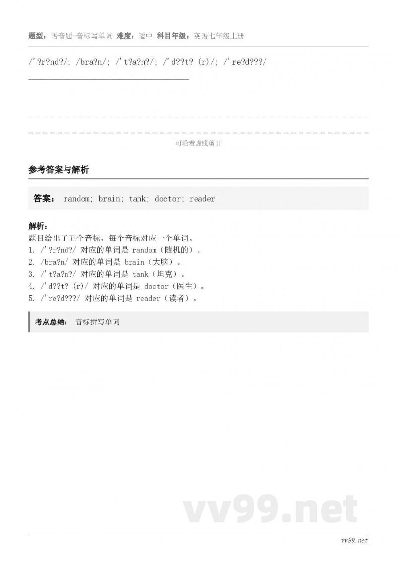 /'?r?nd?/; /bra?n/; /'t?a?n?/; /'d??t? (r)/; /'re?d???/...