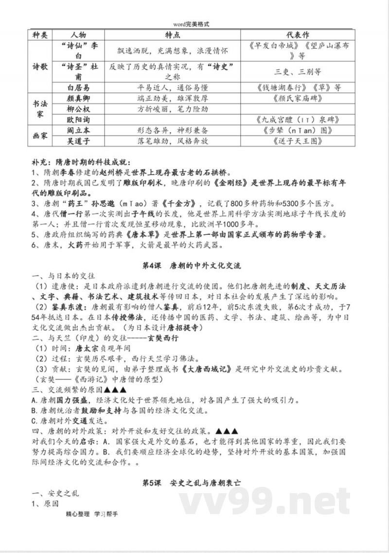 部编版新七年级历史(下册)知识点总结