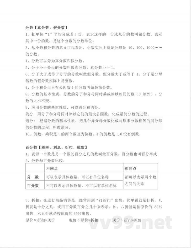 苏教版六年级下册数学知识点归纳