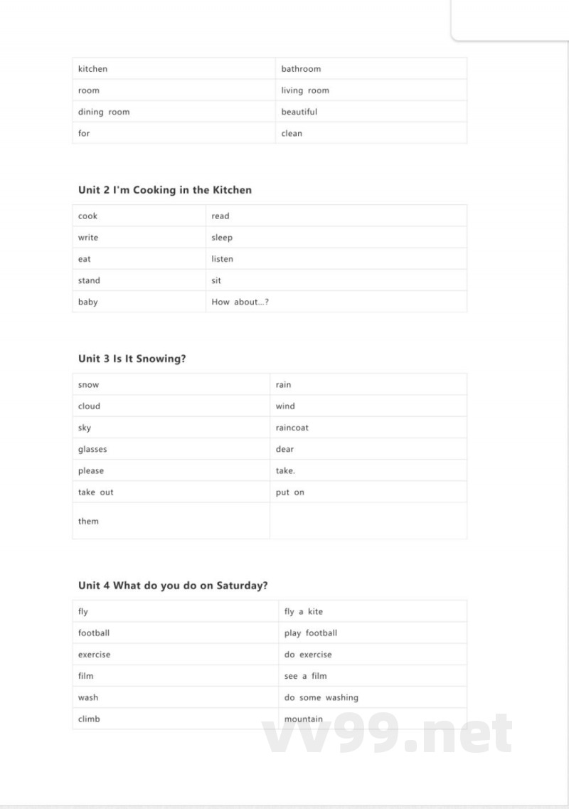 陕旅版英语四年级下册单词表 单词默写表表 陕旅版英语四年级下册单词表 单词默写表表