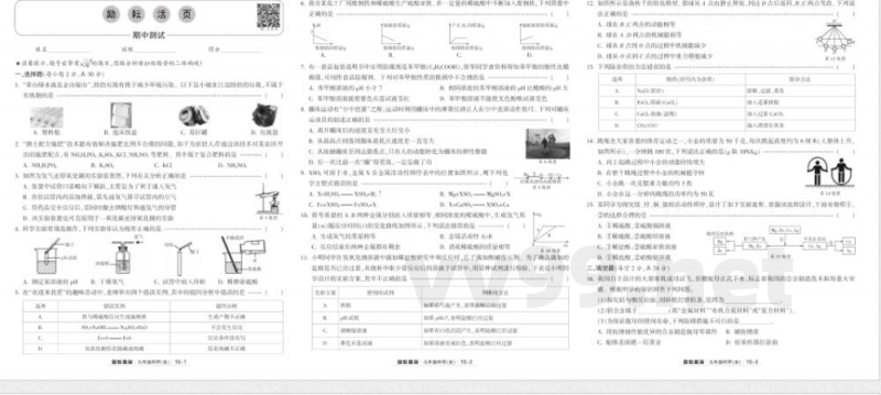 浙教版九年级上册科学期中测试试卷