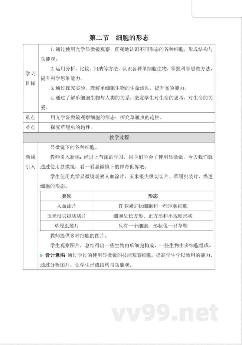 2025年新冀少版生物七年级上册同步教学设计