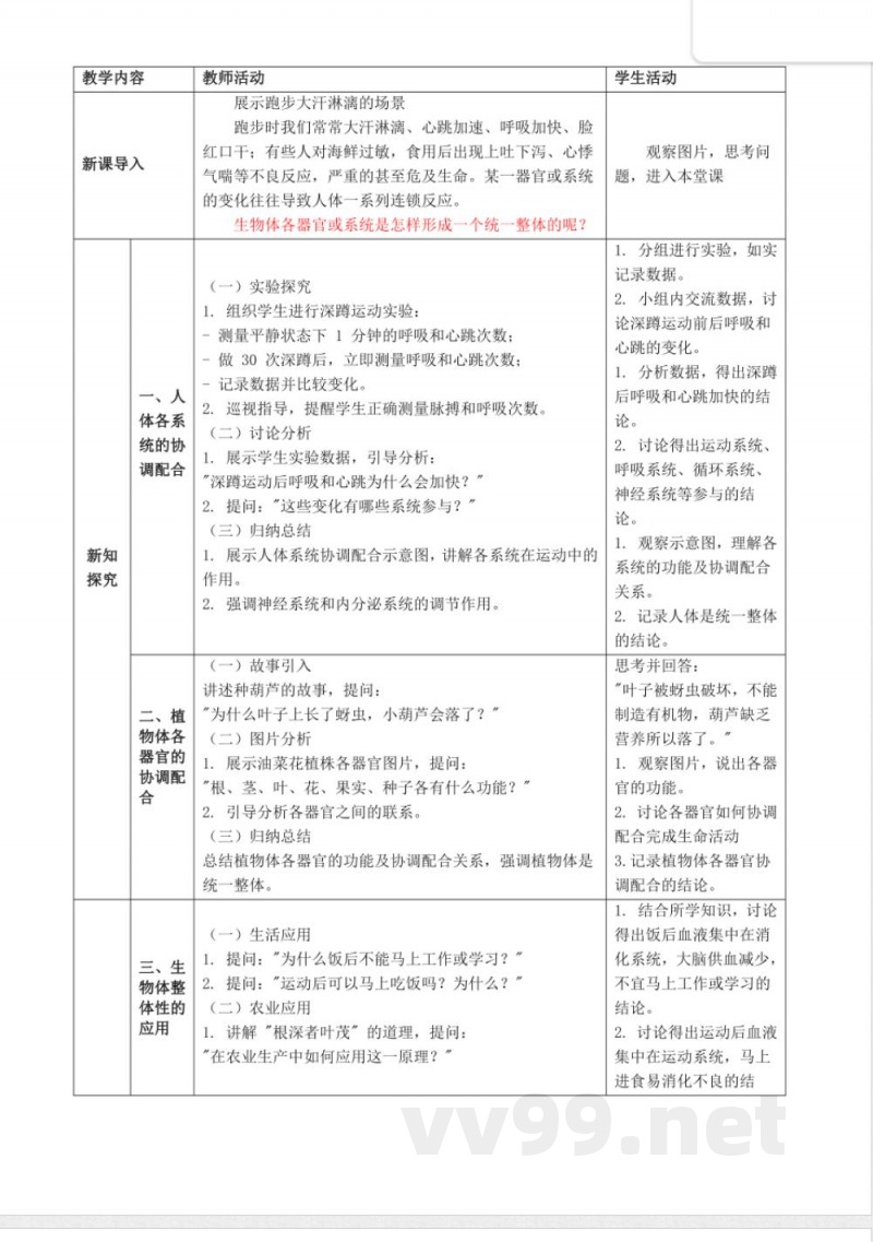 1.2.4 生物体（教学设计）生物冀少版2025七年级上册