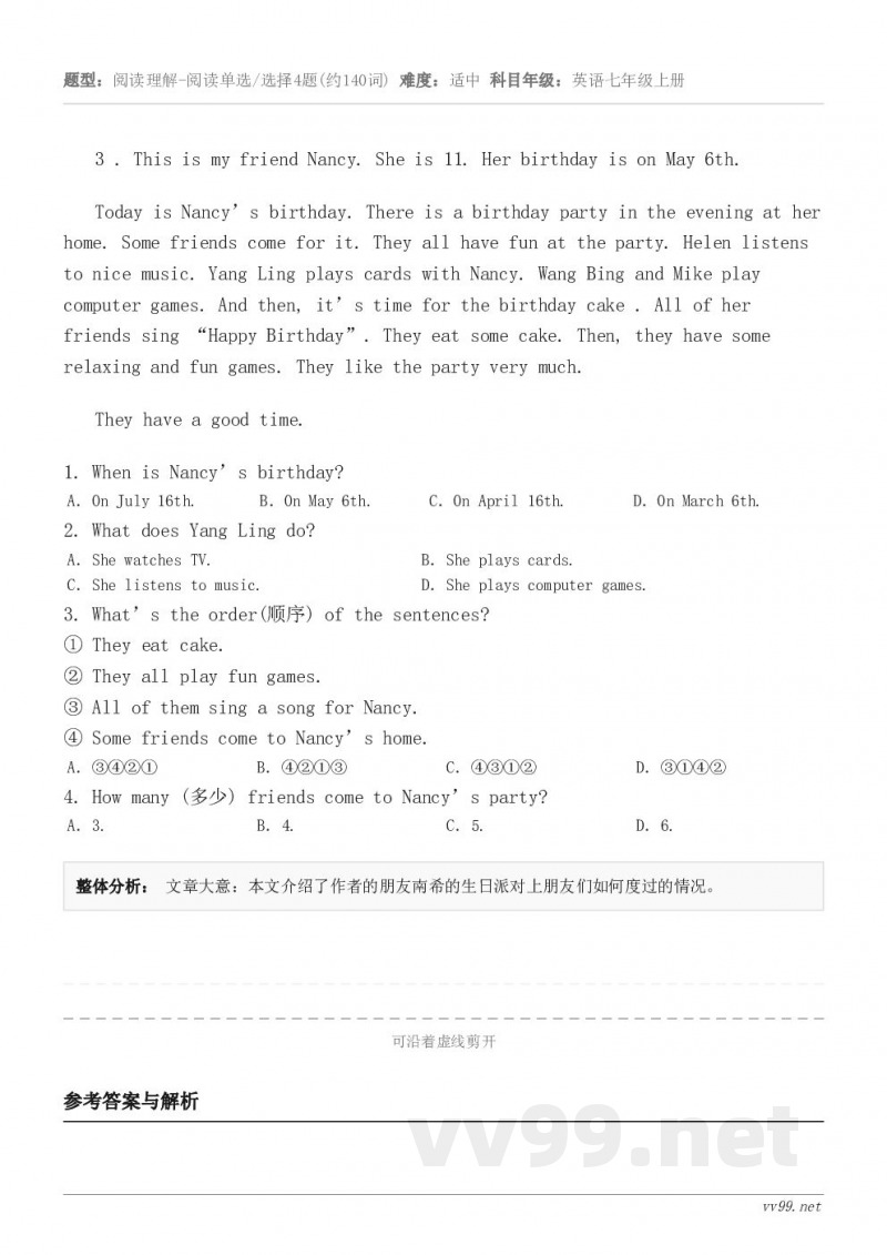 3 . This is my friend Nancy. She is 11. Her birthday is... 3 . This is my friend Nancy. She is 11. Her birthday is...