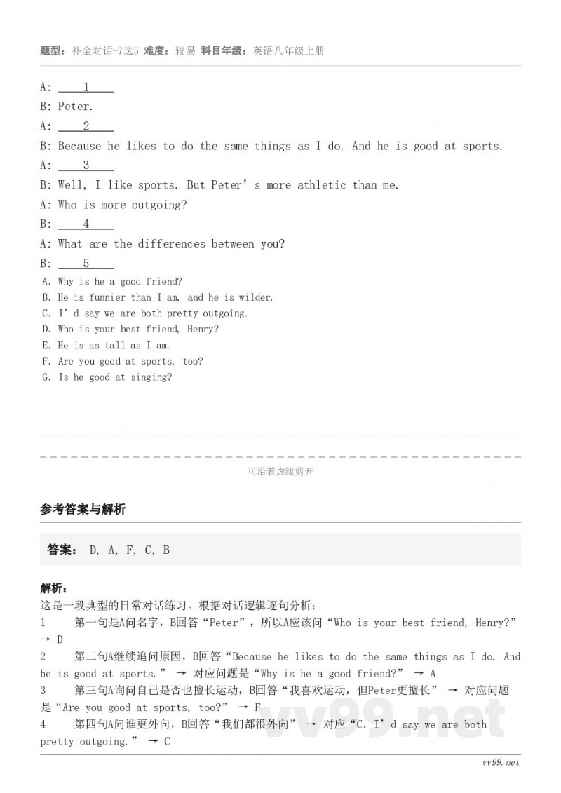 A:     1     B: Peter. A:     2     B: Because he likes...