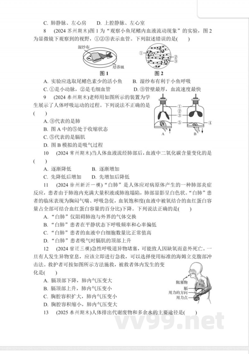 2025-2026年八年级上册生物期末检测 （含答案）