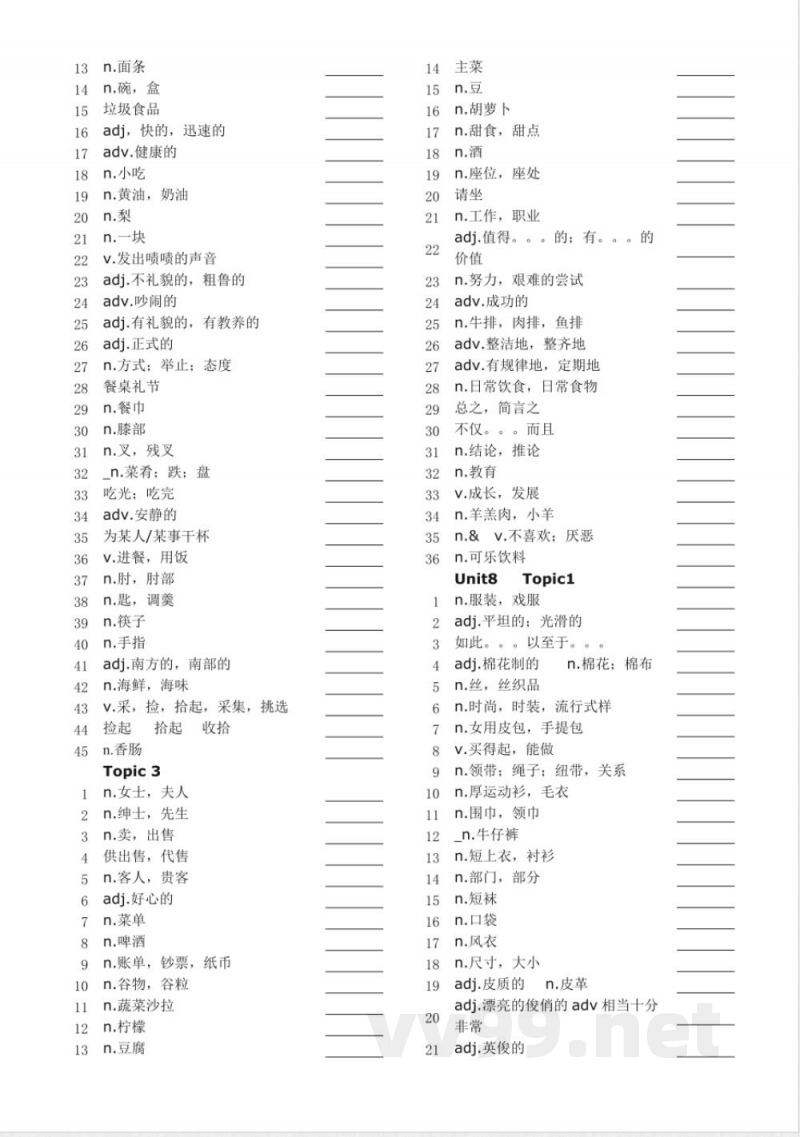 2018最新仁爱英语八年级下册单词默写版 2018最新仁爱英语八年级下册单词默写版