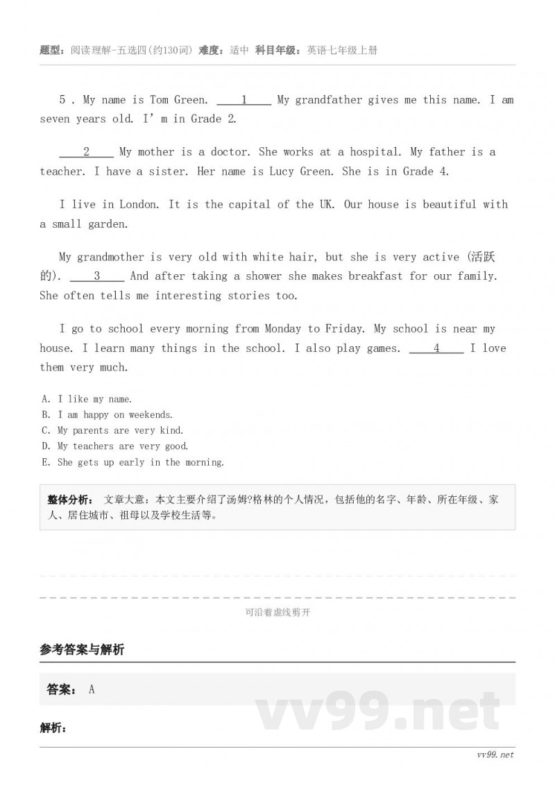 5 . My name is Tom Green. 1 My grandfather give... 5 . My name is Tom Green. 1 My grandfather give...