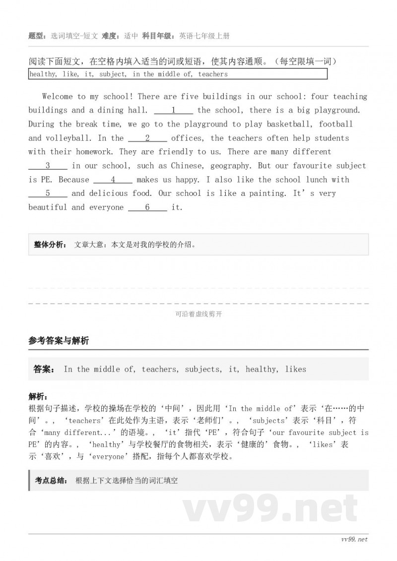 阅读下面短文，在空格内填入适当的词或短语，使其内容通顺。（每空限填一词）healthy, like, it, ...