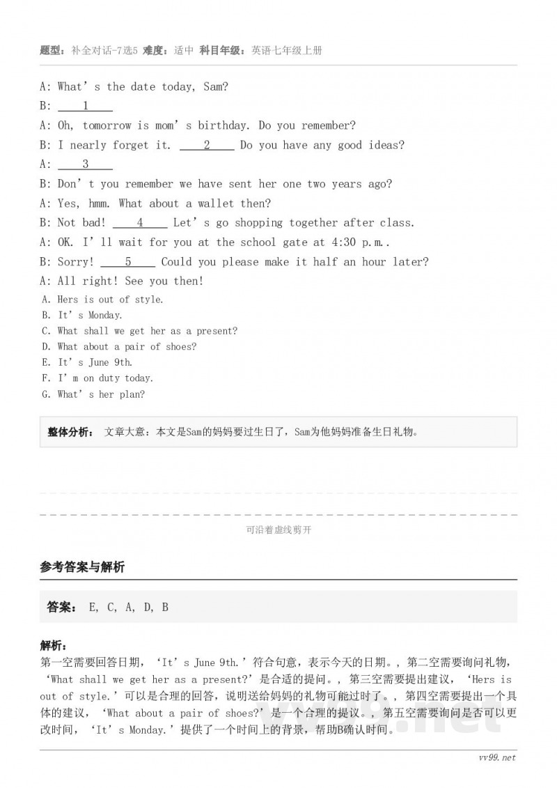 A: What’s the date today, Sam?B:     1    A: Oh, tomorr...