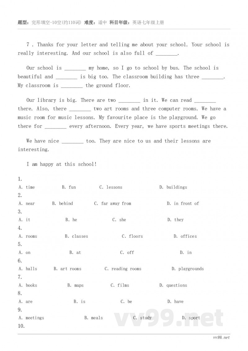 7 . Thanks for your letter and telling me about your sc...