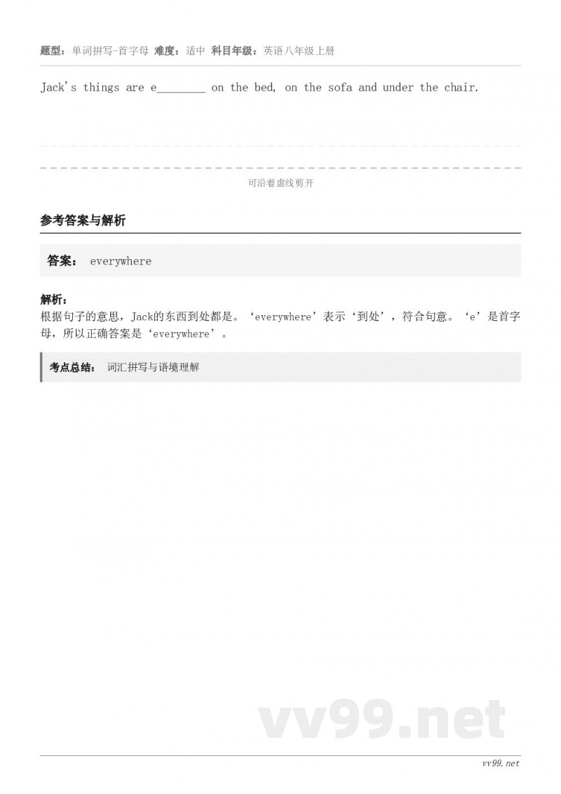 Jack's things are e________ on the bed, on the sofa and...