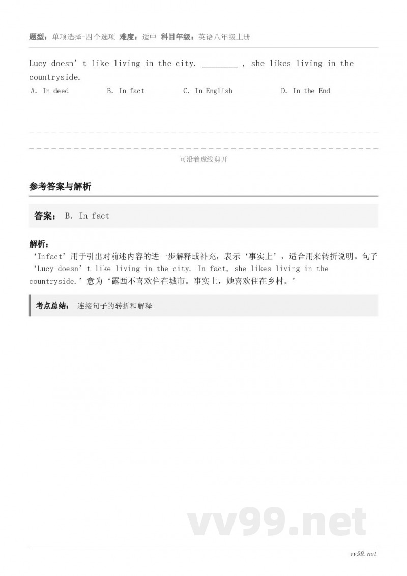 Lucy doesn’t like living in the city. ________ , she li... Lucy doesn’t like living in the city. ________ , she li...