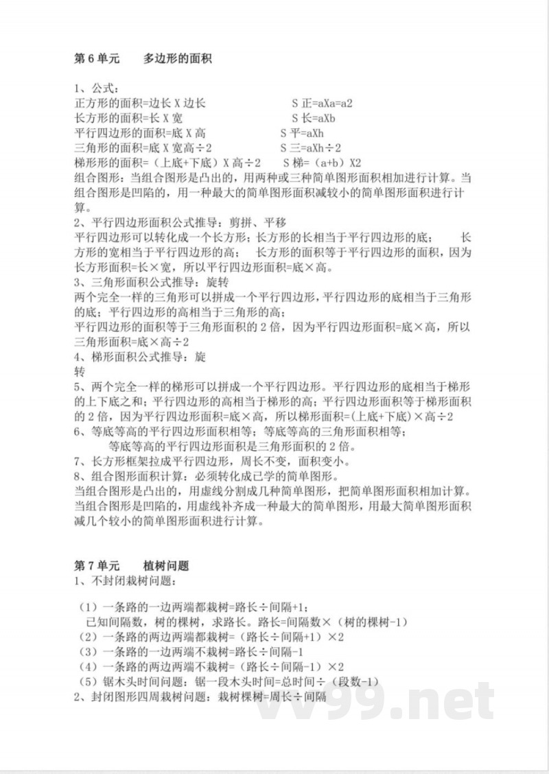 五年级上册数学人教版知识要点