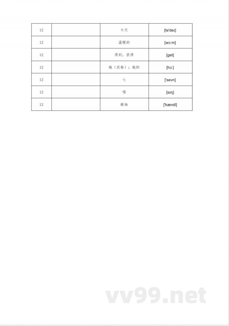 仁爱科普版小学英语3年级下册单词默写表